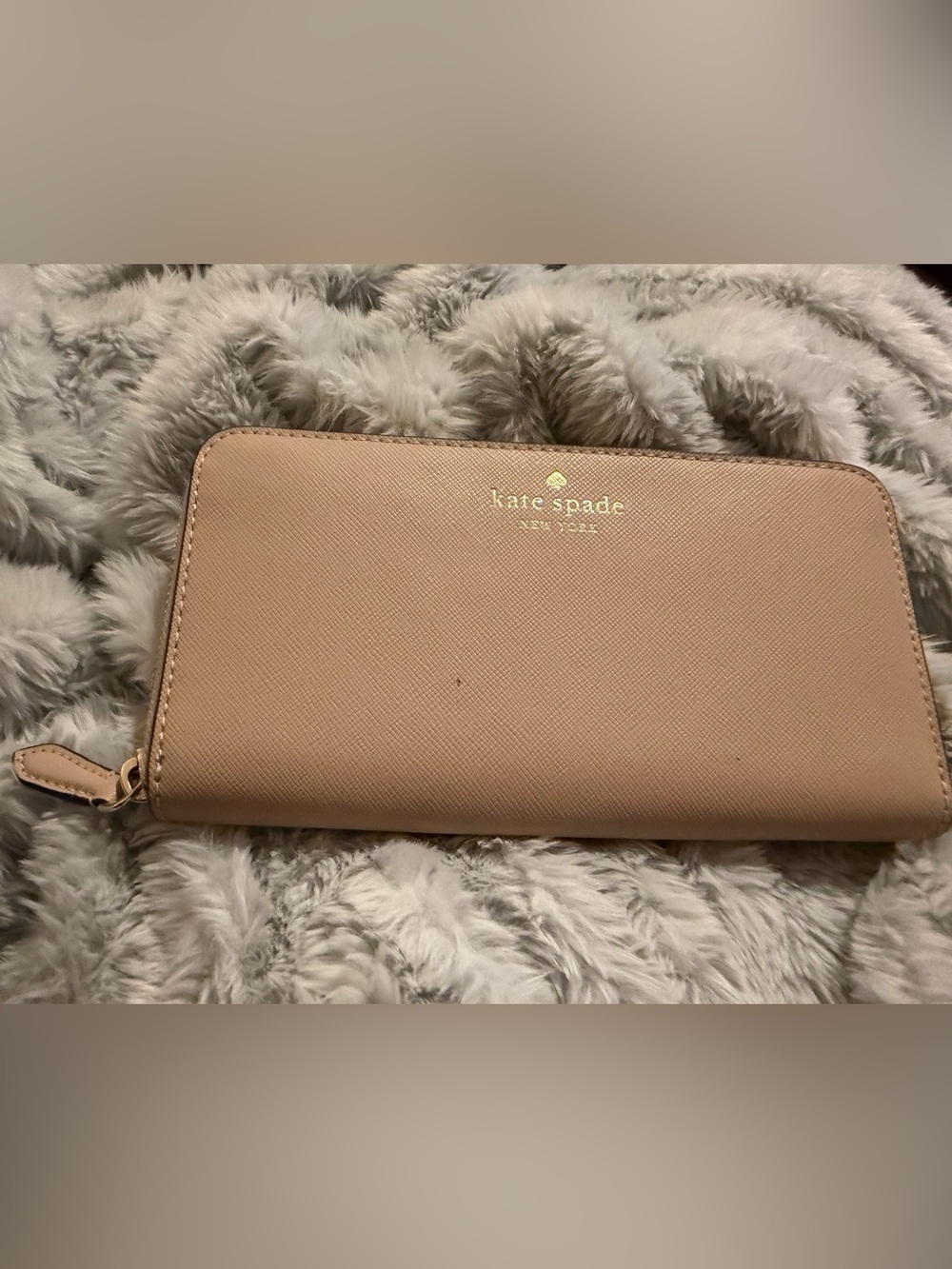 kate spade Blush Nude Saffiano Zip Around Wallet